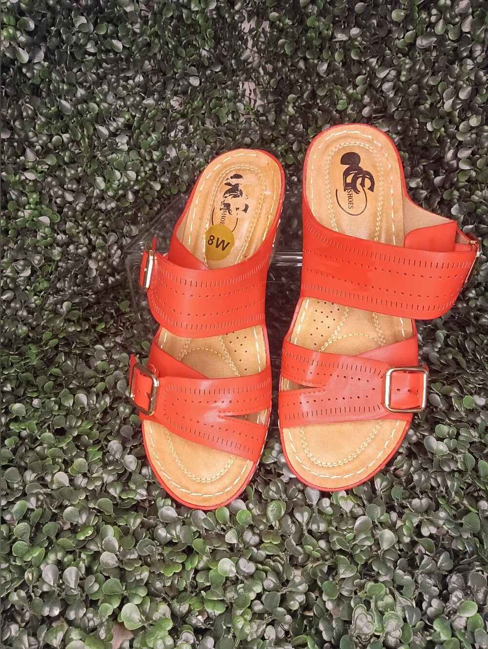 Women’s Orange Slide Sandals with Adjustable Buckle Straps